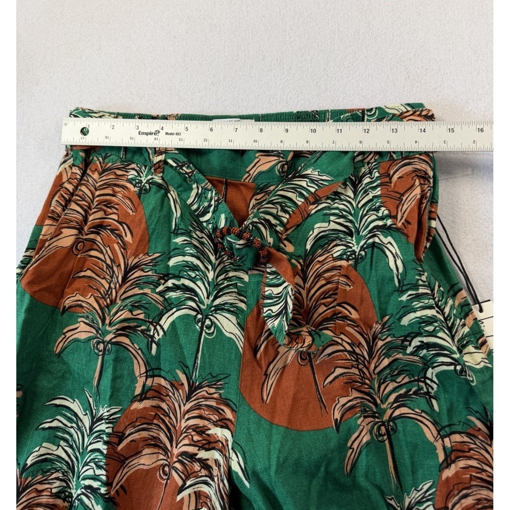Nicole Miller 100% Linen Wide Leg Cropped Pants Size Large Tropical Print Resort - Picture 3 of 7